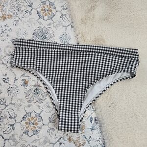 Xhilaration Plus 14W Cheeky High Waisted Black White Gingham Bikini Bottom NWT